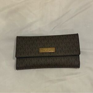 Michael Kors Brown Clutch with Gold Accent